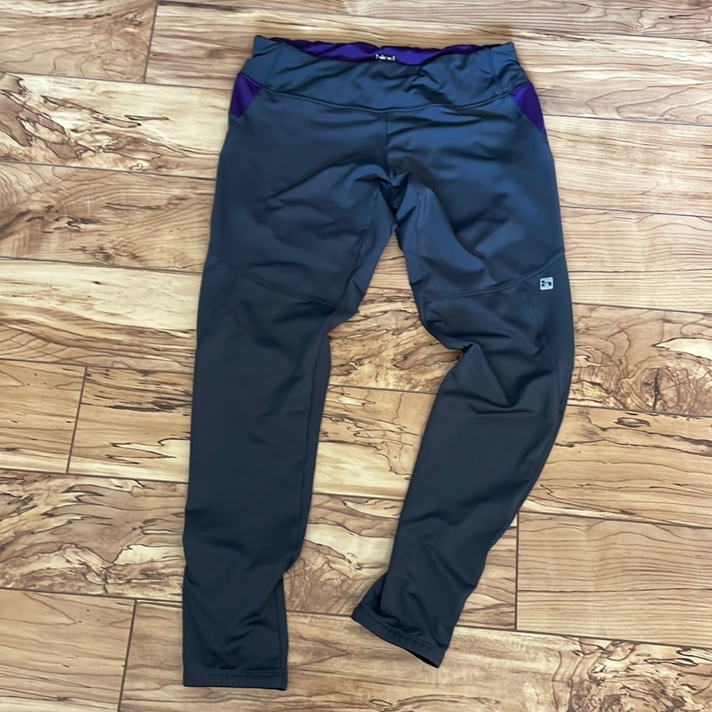 Hind Women's Dark Gray with Purple Athletic Running Yoga Legging Pants